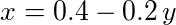 x = 0.4-0.2*y